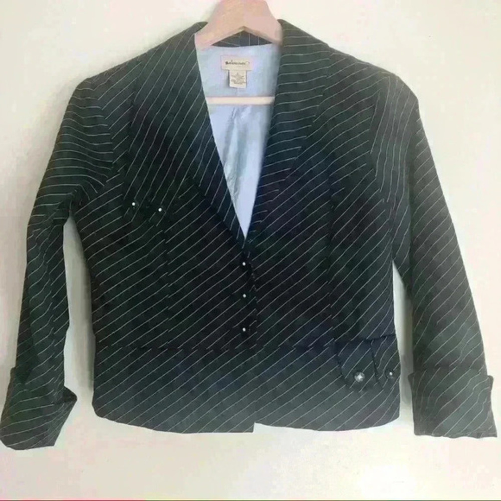 Anthropologie Elevenses Blue and White Jacket Stripe Blazer